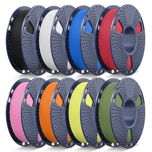 JAYO Matte PLA 3D Printer Filament Bundle 1.75mm, 250g, 8-Pack - color: 0.25kg*8 (Black + White + Blue + Red + Pink + Orange + Light Yellow + Olive Green)