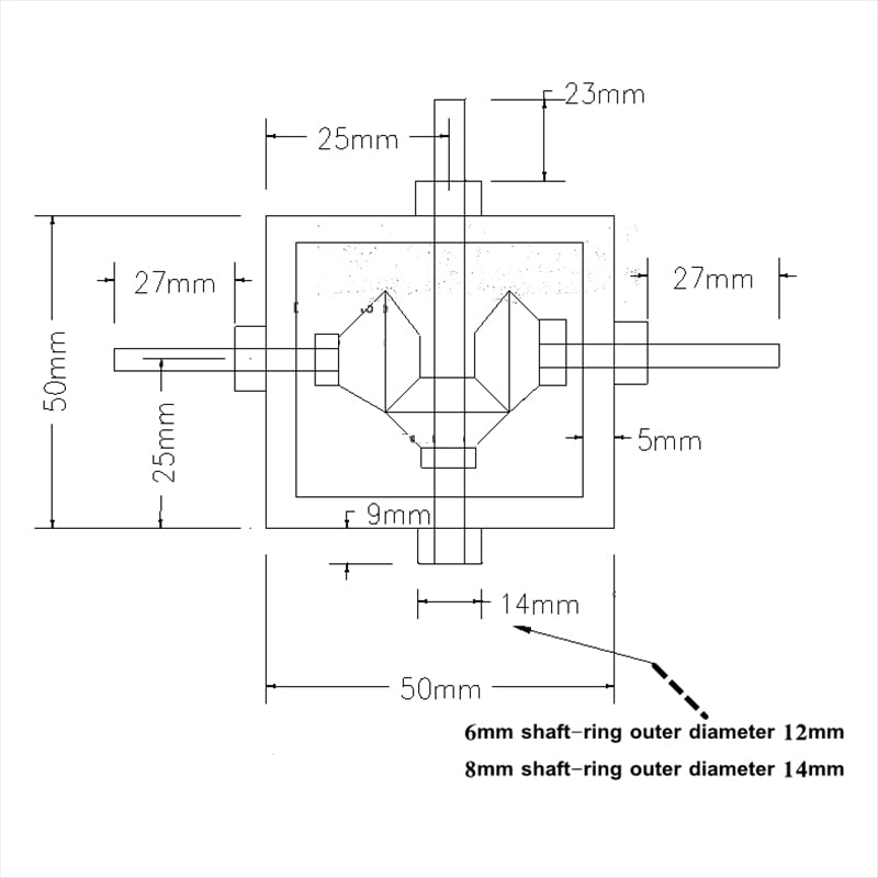 1:1 Right Angle Bevel Gearbox 1 Module 20 Teeth 90° Angle Drive Steering Gear Device Simple Mechanical DIY Module with 6mm Shaft - size: 6mm shaft, style: 2 output shaft