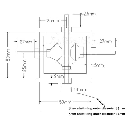 1:1 Right Angle Bevel Gearbox 1 Module 20 Teeth 90° Angle Drive Steering Gear Device Simple Mechanical DIY Module with 6mm Shaft - size: 6mm shaft, style: 2 output shaft