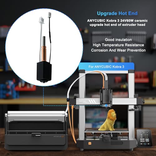 Upgrade Hotend for Kobra 3 Combo Print Head Extruder Kit Heater Block Heating Cartridge Thermistor with 0.4MM Hardened Steel Nozzle Silicone Cover for Kobra 3 Pro 3D Printer