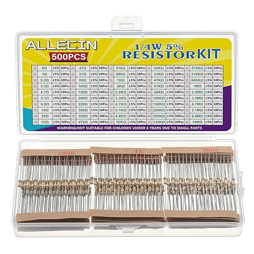50 Values 1/4W 0 Ohm to 10M Ohm ±5% Carbon Film Resistor Assorted 1/4 Watt Common Fixed Resistors Assortment Kit - style: 50Values 1/4W 5%