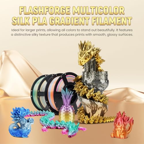 FLASHFORGE Silk PLA Gradient Gold to Red Filament, Silk Multicolored Color Change 3D Printing Filament, Gold Red Shiny Fast Color-Changing Each 8M Gradually, Silky Texture & Ultra-High Glossiness - color: Silky Gradient Gold & Red