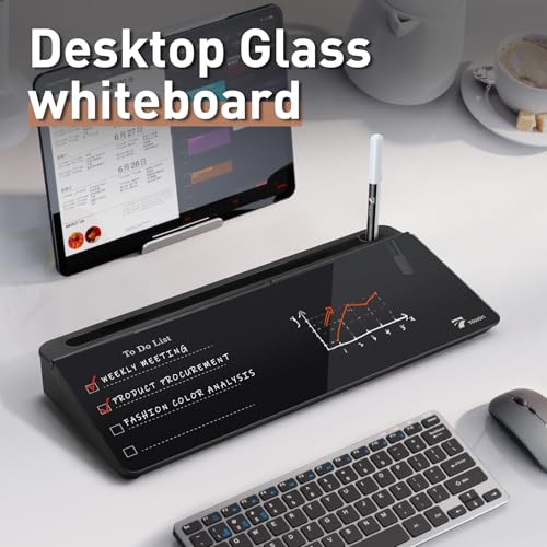 TOWON Glass Desk Whiteboard 16x7 in with to-Do List Templates, Black - color: Line Black