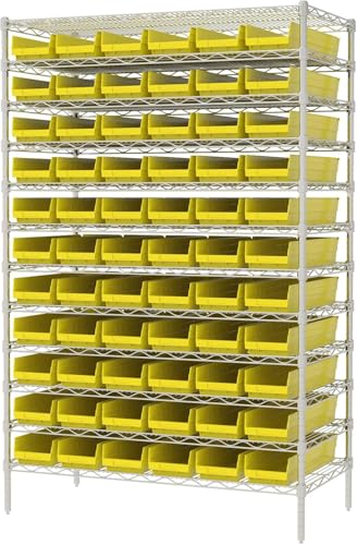 Akro-Mils 30164 Heavy Duty Plastic Shelf Bins, 24"x 6.5"x 4", Yellow, 6-Pk - color: Yellow