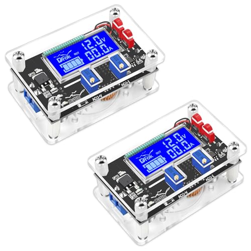 DROK DC Adjustable Buck Converter 2pcs, 24v to 12v Step Down Converter Voltage Regulator 6V-32V to 1.5-32V 5V 5A LCD Power Supply Volt Reducer Step Down Transformer with USB Port and Protective Case - size: Buck 6-32V to 1.5-32V, 2pcs