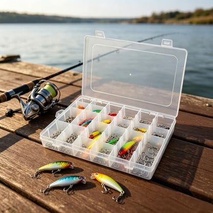 Guyuyii 6 Pcs Clear Plastic Organizer Box with Adjustable Dividers, 36 Grid Small Storage Case, Transparent Craft Organizer Container for Beads, Jewelry, Screws, Fishing Tackle, Art Supplies, Hardware - size: 6 Pack 36 Compartments
