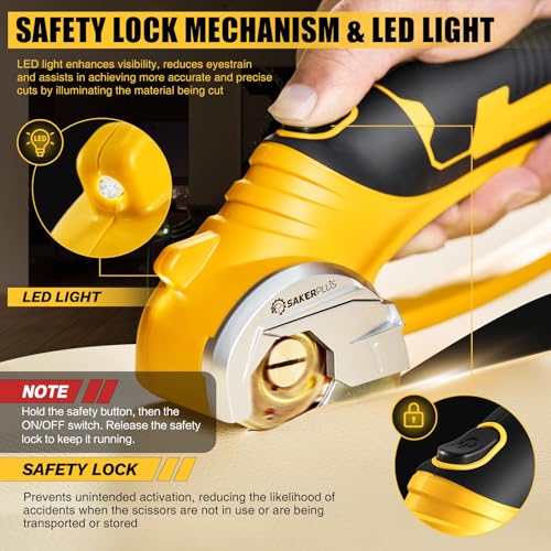 SakerPlus Cordless Electric Scissors, 4V Rechargeable Cardboard Cutter - size: Rotary Cutter with Carrying Case (Standard)