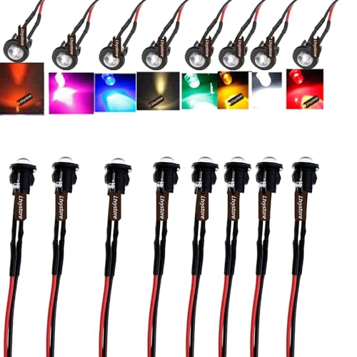 80Pcs 3MM 5V 8Colors LED Pre Wired Prewired Lamp Light Bulb Prewired Emitting Diode +80Pcs Black 3MM LED Plastic Clip Holder Display Panel ﻿ - size: 3mm