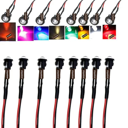 80Pcs 3MM 5V 8Colors LED Pre Wired Prewired Lamp Light Bulb Prewired Emitting Diode +80Pcs Black 3MM LED Plastic Clip Holder Display Panel ﻿ - size: 3mm
