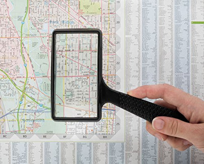 Jumbo Rectangular Handheld Magnifying Glass (3X Magnification) – Scratch Resistant Glass Lens - Large Horizontal Viewing Area