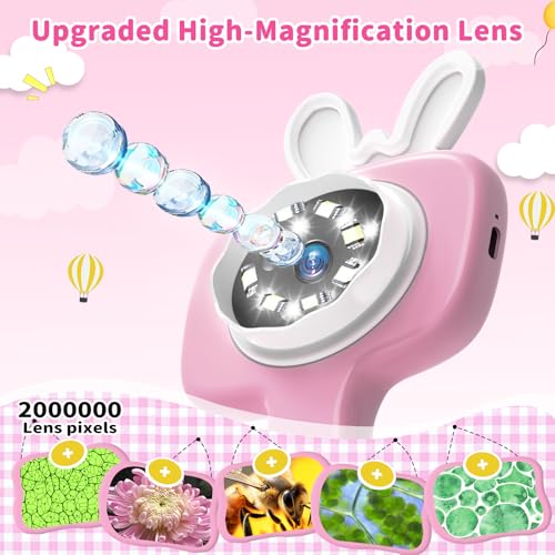 BLACKROOT Microscope for Kids, 2.4" Handheld Digital Pocket Microscope - color: Pink