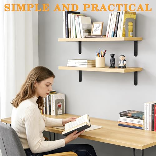 Alise Black Floating Shelf Brackets 5x3 Inch,L Brackets for Shelves,4 Pcs - color: Black, size: 5x3 Inch