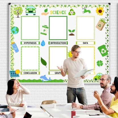 Funrous 93 Pcs Science Fair Board Supplies Science Fair Posters Theme Decoration Include Self Adhesive Project Titles Letter Sticker Blank Poster Border Pattern for Classroom Office Decor