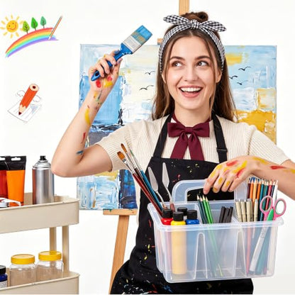 GlikCeil 24 Pcs Classroom Caddy Storage Basket with Handle,Clear - color: Clear
