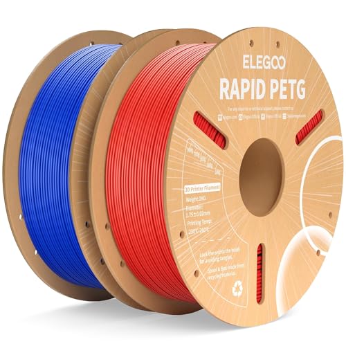 ELEGOO Rapid PETG 3D Printer Filament Bundle 1.75mm Blue/Red 2KG - color: 2x1kg Blue/Red