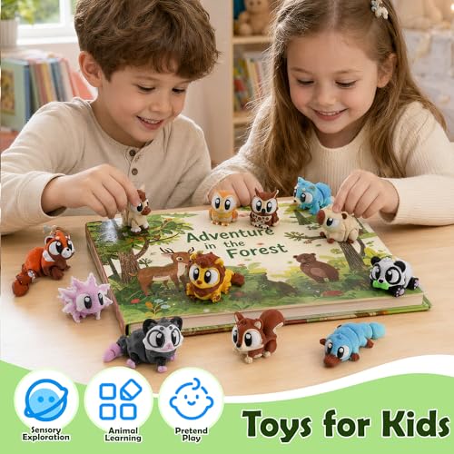24PCS 3D Printed Animals, Multi-Color Articulated Animal Toys for Kids - style: 24P Upgrade Forest Animals