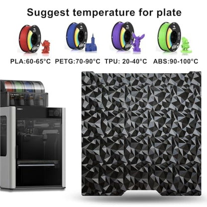 355x346mm H2D Build Plate for Bambu Lab H2D/H2S,Double Sided PEO PET Flexible Removable Spring Steel Heated Printing Bed Platform,Removable Heated Bed for H2D Combo/H2S(Carbon Fiber+Diamond) - color: PEO PET Plate(Black)