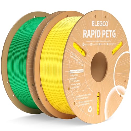ELEGOO Rapid PETG 3D Printer Filament Bundle 1.75mm Yellow/Green 2KG - color: 2x1kg Yellow/Green