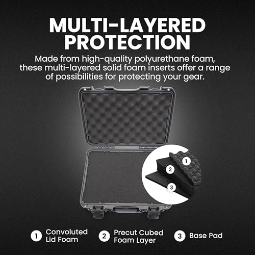 NANUK 910 Hard Case with Customizable Cubed Foam, IP67 Waterproof, Dustproof and Impact Resistant, 14.3” x 11.1” x 4.7”, Rugged Construction for Ultimate Protection, Made in Canada – Graphite - color: Graphite, style: Cubed Foam
