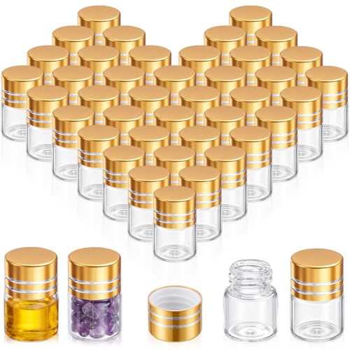 Didaey 50 Pcs 1ml Mini Glass Bottles with Screw Caps, Gold - color: Gold, size: 1ml