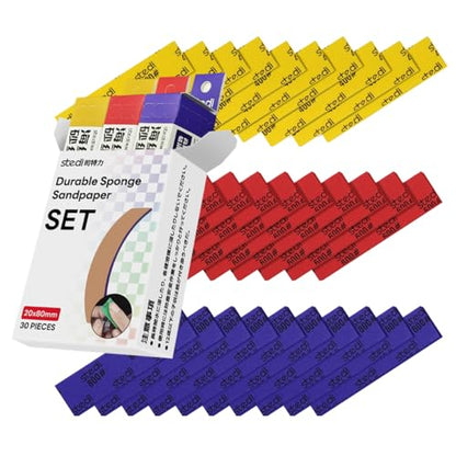 stedi Sanding Sponge 30PCS 3mm Sponge Sandpaper #400#600#800 - style: 3mm Sanding Sponge Strips#400 to #800(30PCS)