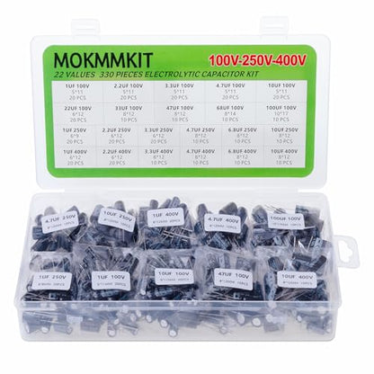 22 Values, 1uF-100uF, 100V 250V 400V, Aluminum Electrolytic Capacitor Kit - style: 100V-400V 330PCS