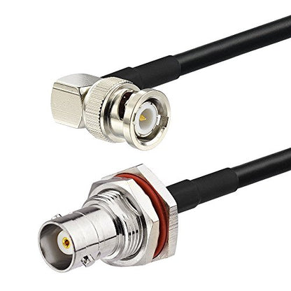 Eightwood BNC Female Bulkhead to BNC Male Right Angle RG58 Coax Cable 10ft - color: rg58 10 feet