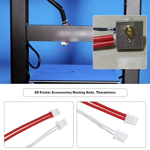 ECSiNG Set of 4 3D Printer Heating Rod Thermistor Kit 12V 40W Heating Rod Thermistor Temperature Sensor Compatible with Anycubic Mega i3 Mega Pro 3D Printers Parts