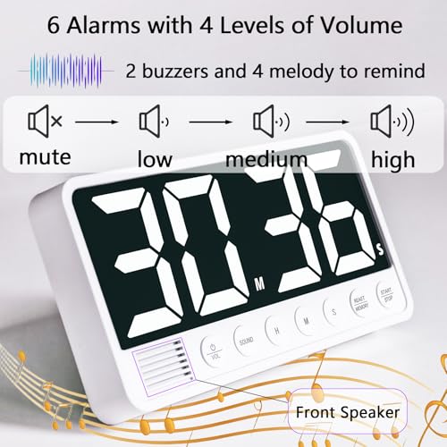 Digital Kitchen Timer with Extra Large LED Display Black - color: Black