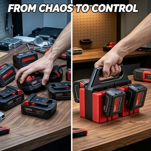 Battery Carrying Holder for Milwaukee 18V, Battery Storage Organizer Rack - size: MW-4