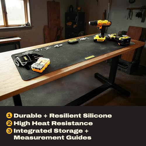 DEWALT Workbench Mat 18x48 in – Heavy Duty 3mm Silicone, Black