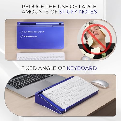 TOWON Compact Glass Desktop Whiteboard with Storage 12x7 in, Navy Blue - color: Metallic Navy