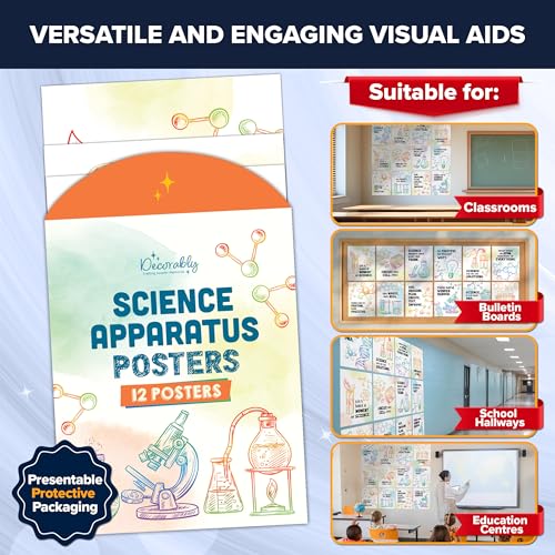 Decorably 12 Pun Chemistry Apparatus Science Posters for Classroom, 11x14in - size: 11 x 14 in