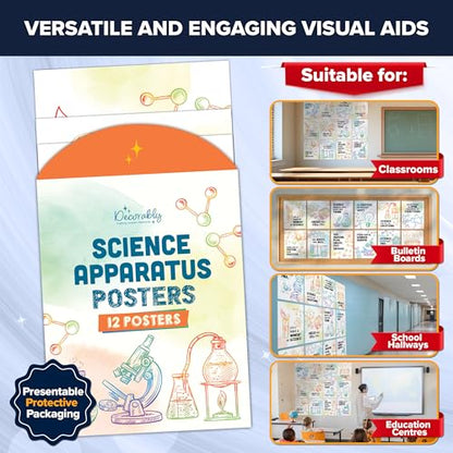 Decorably 12 Pun Chemistry Apparatus Science Posters for Classroom, 11x14in - size: 11 x 14 in