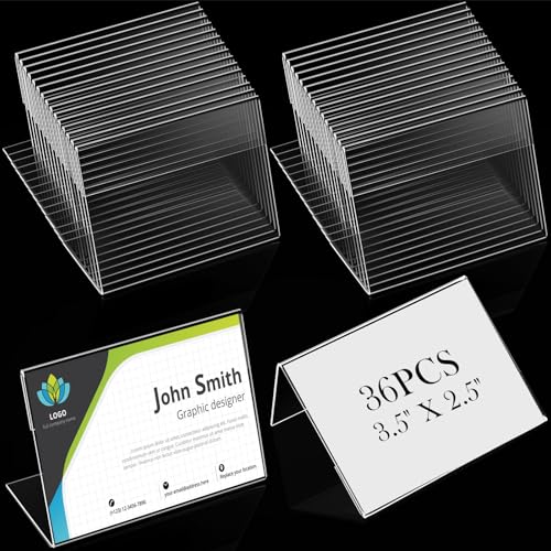 Teling 36 Pcs 3.5x2.5 Mini Acrylic Sign Holder Slant Back Display Stands