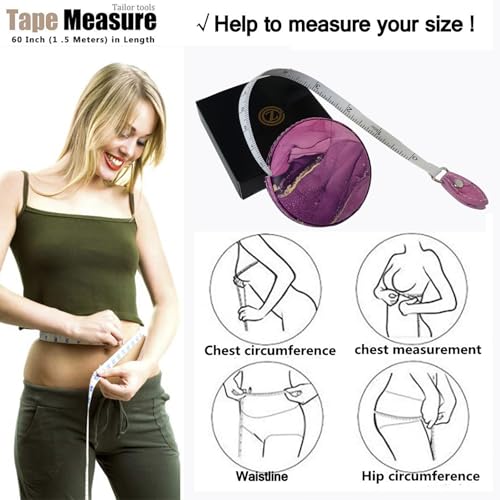 Tape Measure Body Measuring Tape，Medical Body Cloth Tailor Craft Dieting Measuring Tape, Dual Sided Retractable Ruler Colour Printed Soft Tape Measure Retractable - color: Pink Purple 2 pack