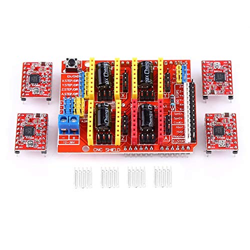 V3.0 CNC Controller Board, 4Pcs Removable A4988 Stepper Motor Driver Set with 4Pcs Heat Sink, 68x53x18mm Expansion Board 3D Printer Engraver Parts, DC 12V to 36V