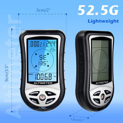 Digital Compass Altimeter Handheld Hiking Thermometer 8 in 1