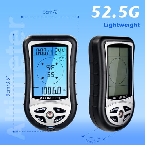Digital Compass Altimeter Handheld Hiking Thermometer 8 in 1