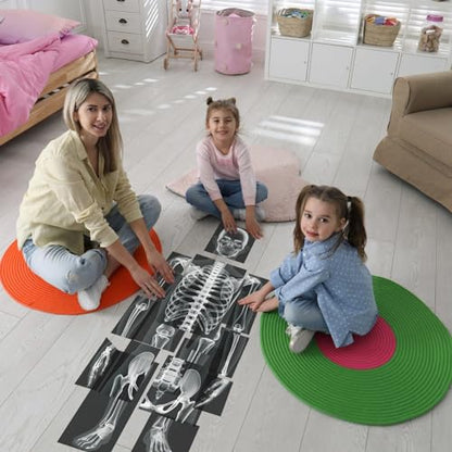 Lineshading 16 Pieces Human x Rays Bones Pretend x Rays for Kids Human Bones Body Educational Science Kit Display Play Table(Black and White) - color: Black and White