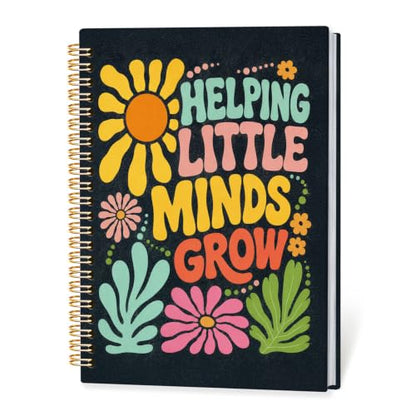Boho Floral Teachers Gifts Spiral Notebook Journal for Women,A5 - color: Helping Little Minds Grow-2