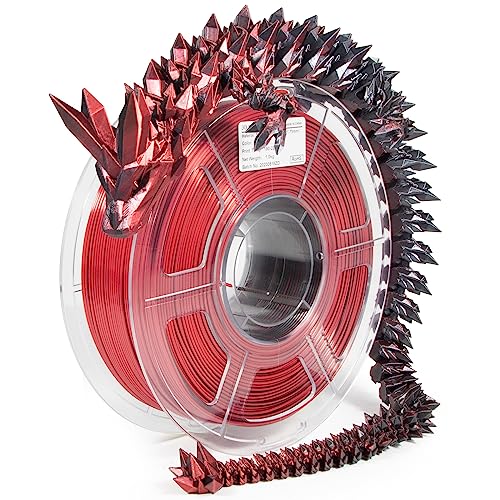 iSANMATE 3D Printer Filament, PLA Filament 1.75mm Silk PLA Red Black, Dual Color Filament Rainbow Filament, 1 kg Spool - color: Red + Black, size: Silk PLA