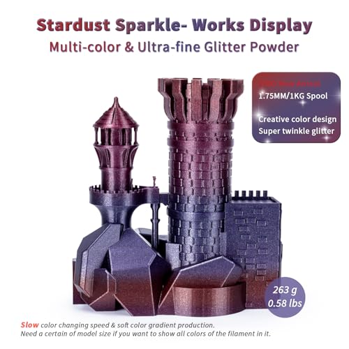 ZIRO Slow Color Gradient 1.75mm PLA, Fit Most 3D Printer, Stardust Sparkle - color: Stardust Sparkle