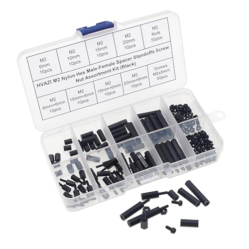 M2 Black Nylon Male-Female Hex Standoffs Screw Nut Assortment Kit - size: 180PCS/M2 Black