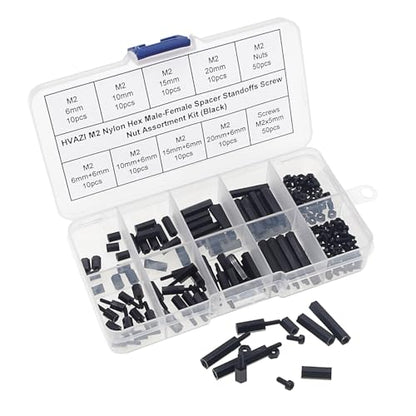 M2 Black Nylon Male-Female Hex Standoffs Screw Nut Assortment Kit - size: 180PCS/M2 Black