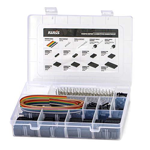 IWISS 1550PCS 2.54mm Pitch Dupont Connector Kit, Includes Pin Headers, Jumper Wire, Crimp Pins for RC Servo, Arduino, SMT, SATA, EPS, PCIe, Battery Balancer
