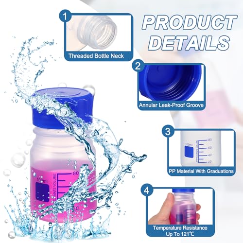 PATIKIL 100ml Media Storage Bottles,2pcs Graduated Bottle, Transparent - color: Transparent, size: 100ml