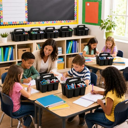 gisgfim 8 Pack Black Classroom Caddy Table Organizer with Handle - color: Black