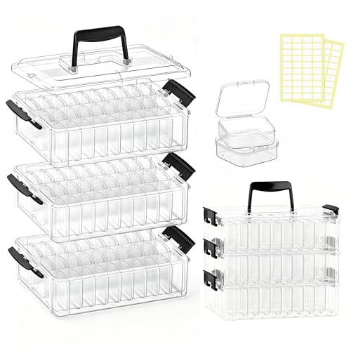 3-Tier Stackable Bead Organizer Box, 90 Small Containers and Lids - size: 3-Tier 90 Compartments
