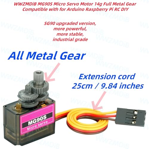 WWZMDiB MG90S Micro Servo Motor 14g Full Metal Gear Compatible with for Arduino Raspberry Pi RC DIY (3)